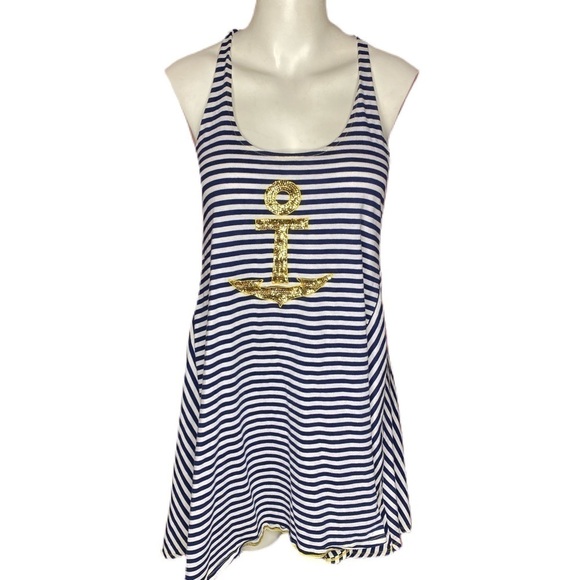 Sperry Topsider Anchor Striped Minidress Swim Cover Size S Blue & White - Picture 2 of 9